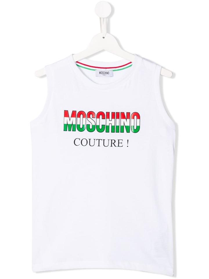 Moschino Kids Teen Lettering Logo Tank Top - White