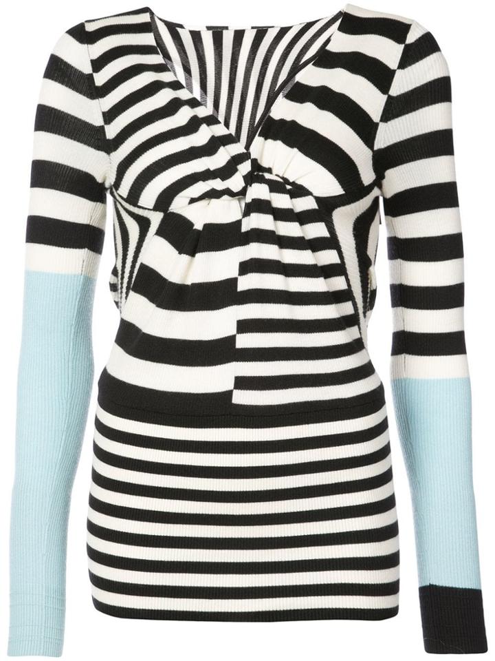 Tome Striped Colour-block Sweater - Black