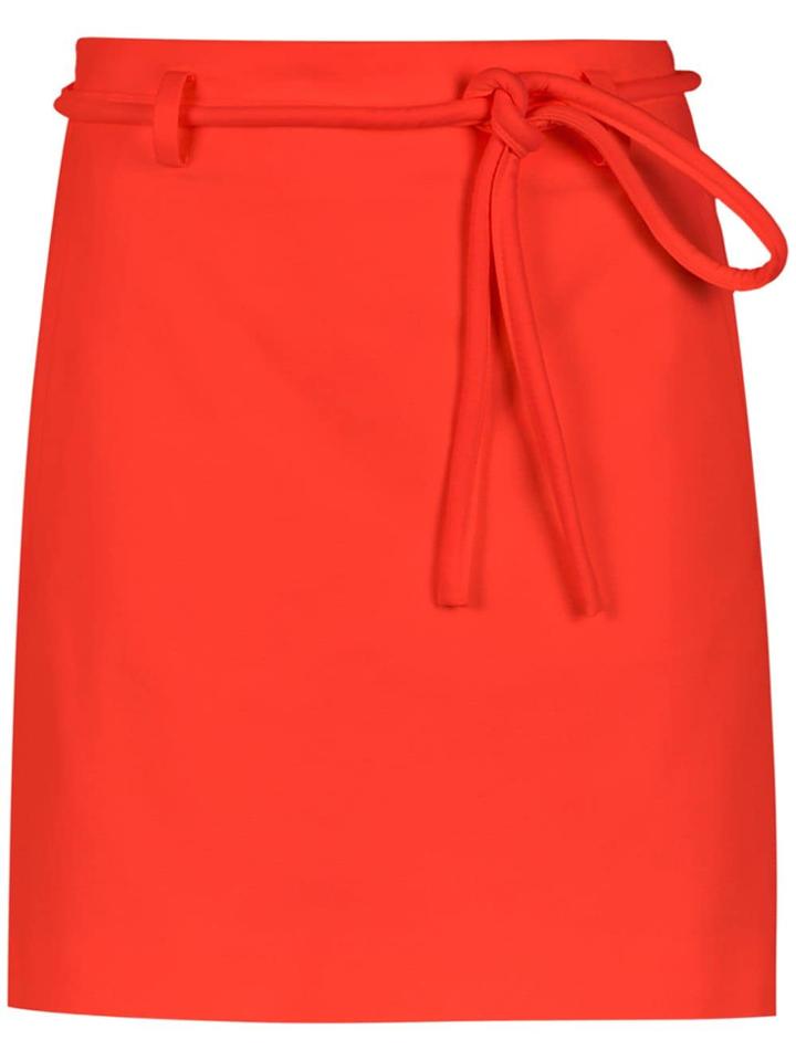 Egrey Straight Skirt With Lace Up Detail - Red