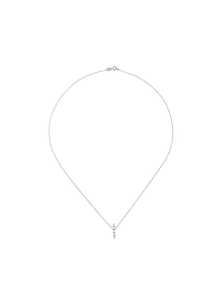 Ileana Makri Thread Diamond Baguette Pendant Necklace - Metallic