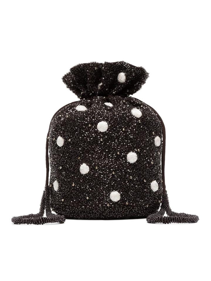 Ganni Black Wintour Bead Embellished Drawstring Pouch - Brown