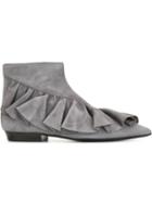 J.w. Anderson Ruffle Ankle Boots, Women's, Size: 36, Grey, Suede/leather