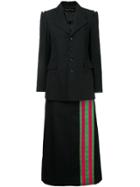Comme Des Garçons Vintage Striped Trimmed Blazer And Skirt - Black