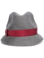 Borsalino Bow Detail Hat, Women's, Size: Medium, Grey, Rabbit Fur Felt