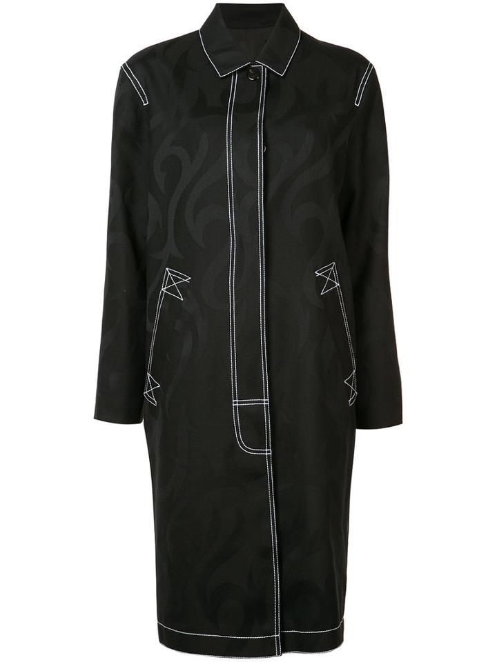 Alexander Wang - Contrast Stitch Coat - Women - Polyester/wool - 0, Women's, Black, Polyester/wool