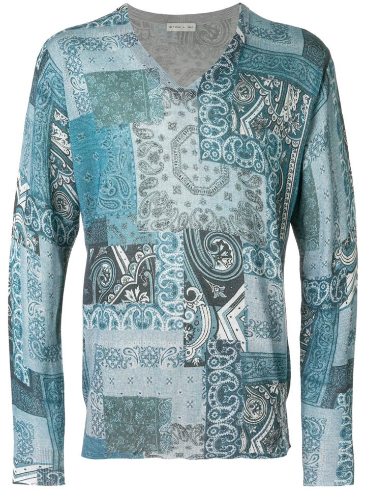 Etro Paisley Print Pullover - Blue