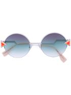 Fendi Eyewear Round Triangle Detail Sunglasses - Nude & Neutrals