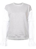 Derek Lam 10 Crosby Ruffle Sweatshirt With Contrast Sleeves - Grey