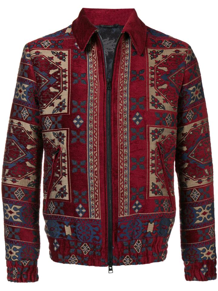 Etro Intarsia Pattern Bomber Jacket - Red