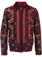 Etro Intarsia Pattern Bomber Jacket - Red