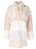 Stella Mccartney Colour-block Shearling Coat - White