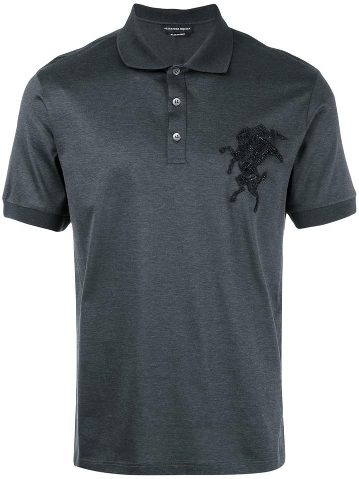Alexander Mcqueen - Classic Fitted Polo Top - Men - Silk/cotton/polyester - S, Grey, Silk/cotton/polyester