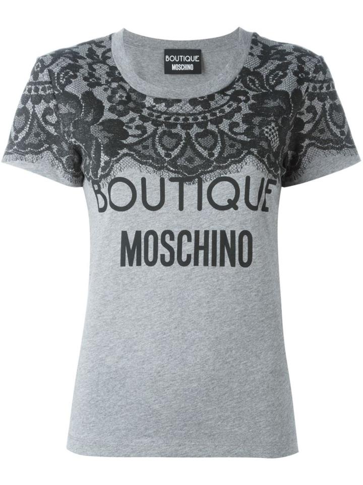 Boutique Moschino Logo Print T-shirt, Women's, Size: 46, Grey, Cotton