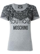 Boutique Moschino Logo Print T-shirt, Women's, Size: 46, Grey, Cotton