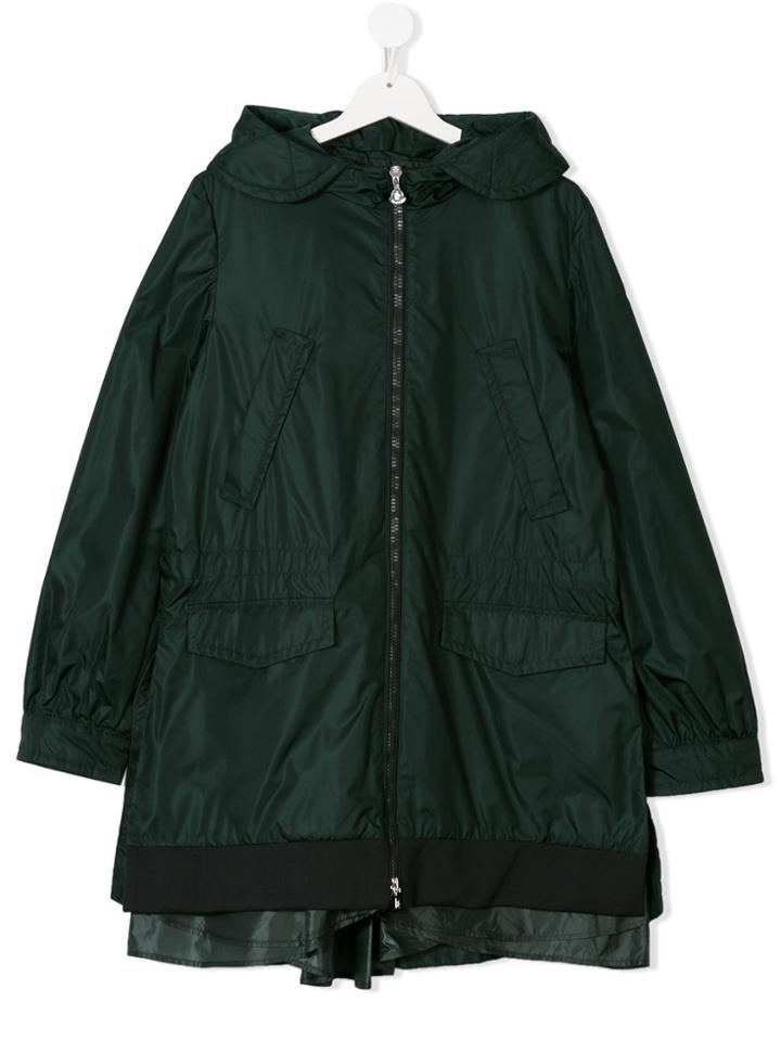 Moncler Kids Teen Long Rainwear Coat - Green