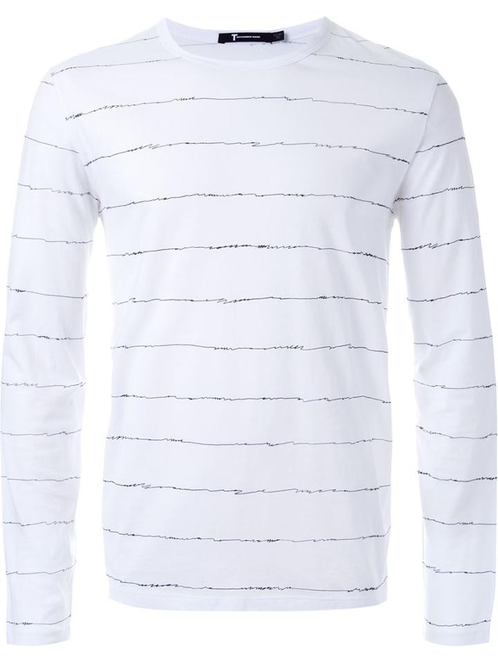 T By Alexander Wang Scribble Print Longsleeved T-shirt, Men's, Size: Xs, White, Cotton