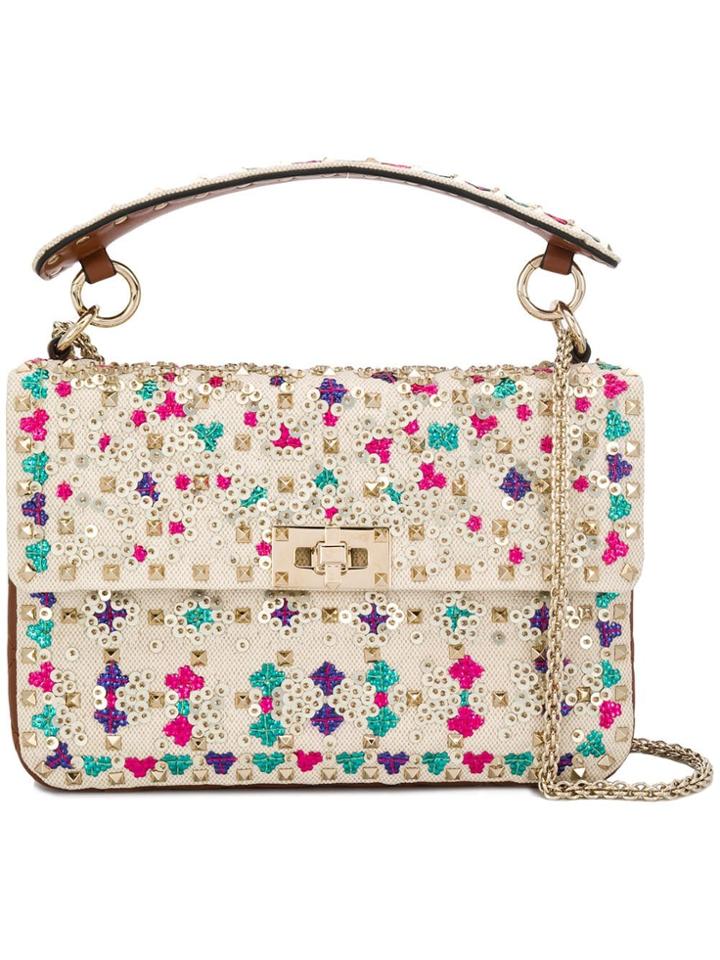 Valentino Valentino Garavani Spike Shoulder Bag - Neutrals