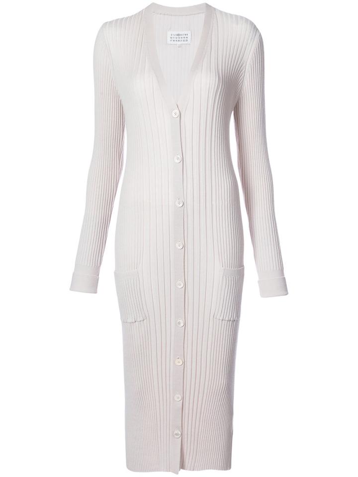 Maison Margiela - Ribbed Maxi Cardigan - Women - Wool - S, Nude/neutrals, Wool
