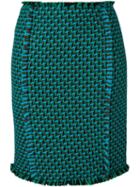 Gianluca Capannolo Woven Pencil Skirt, Women's, Size: 40, Blue, Acrylic/nylon/virgin Wool