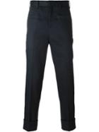 Neil Barrett Cropped Tailored Trousers, Men's, Size: 52, Blue, Cotton/kapok/spandex/elastane/cotton