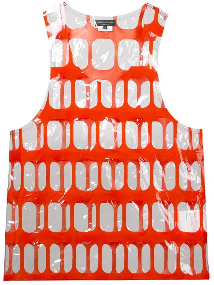 Comme Des Garçons Homme Plus Clear Geometric Pattern Tank, Men's, Size: Medium, Red, Pvc