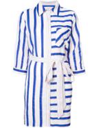 Milly Striped Tie Waist Shirt Dress - White