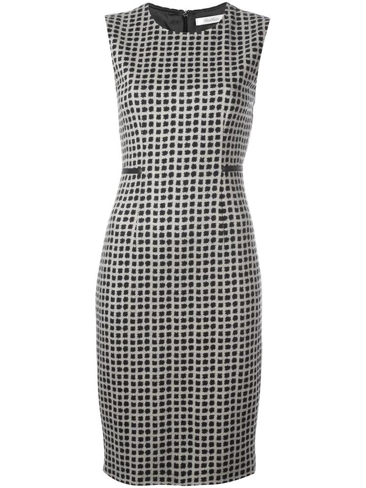 Max Mara Patterned Fitted Dress, Women's, Size: 42, Nude/neutrals, Virgin Wool/acetate/polyester