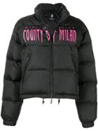 Marcelo Burlon County Of Milan Logo Printed Puffer Jacket - Black