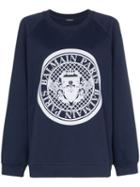 Balmain Coin Logo Cotton Sweatshirt - Blue