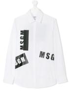 Msgm Kids Logo Print Shirt - White