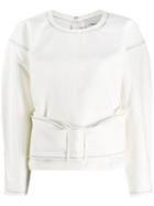3.1 Phillip Lim Twill Belted Pullover Top - White