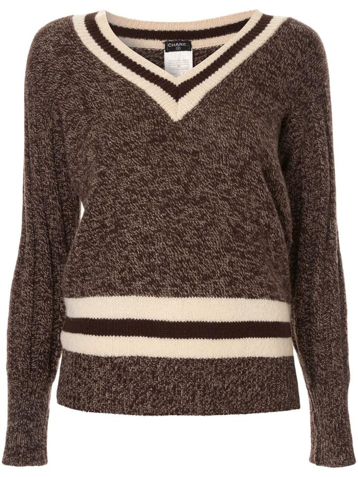Chanel Pre-owned Cashmere V-neck Jumper - Brown