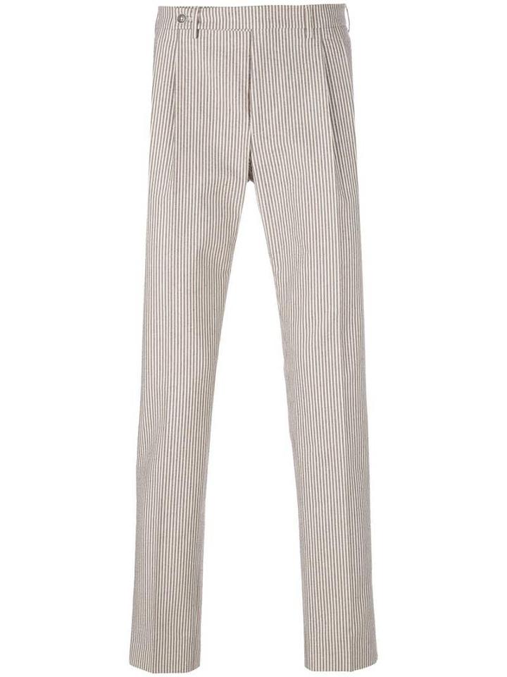 Berwich Striped Straight Leg Trousers - Neutrals