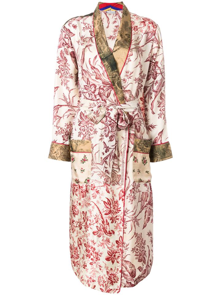 Pierre-louis Mascia Printed Belted Coat - Multicolour