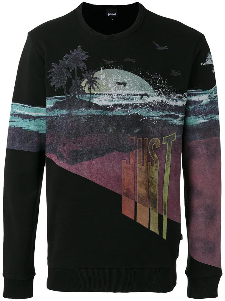 Just Cavalli Graphic Print Sweatshirt, Men's, Size: Medium, Black, Cotton
