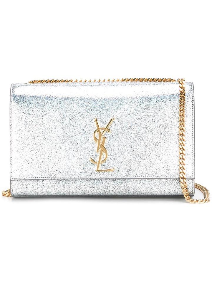 Saint Laurent Medium Kate Monogram Satchel Bag, Women's, Grey, Leather