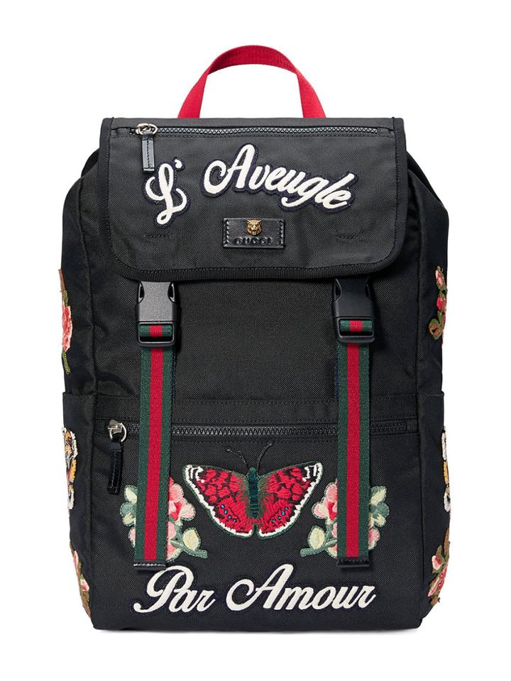 Gucci Embroidered Technical Canvas Backpack - Black