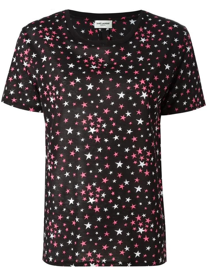 Saint Laurent Star Print T-shirt, Women's, Size: Xl, Black, Cotton