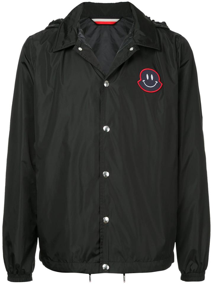 Moncler Smiley Logo Plaque Jacket - Black