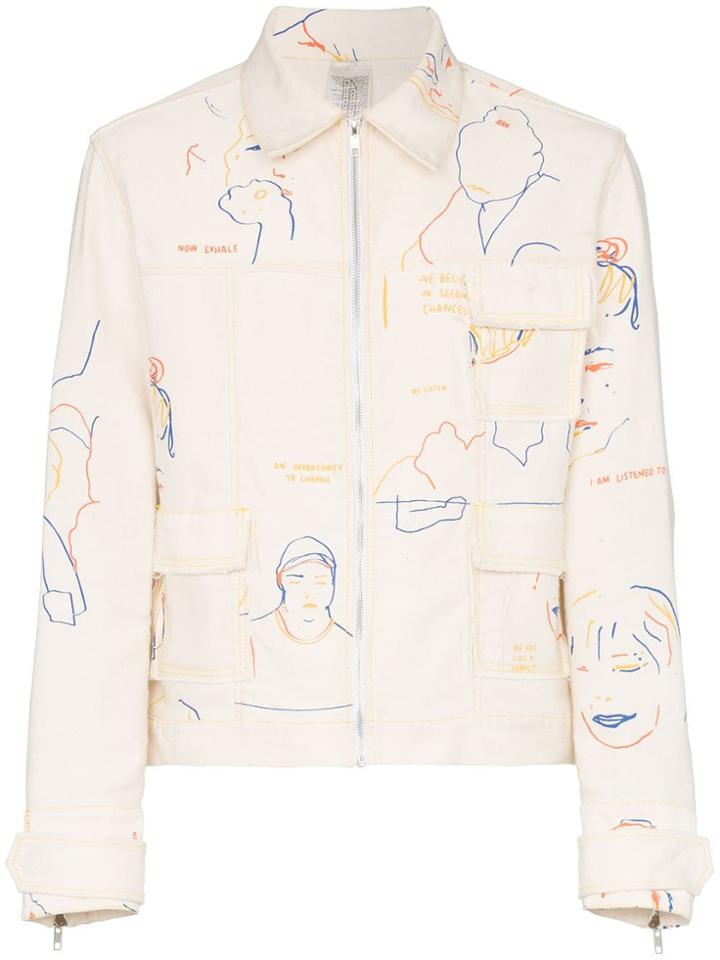 Bethany Williams Portraits Print Denim Jacket - Neutrals