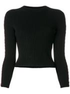 Alexander Mcqueen Leather Laced Cropped Sweater - Black