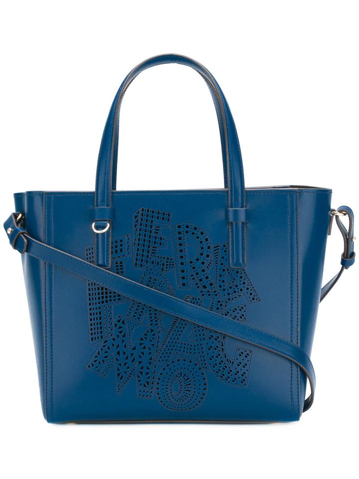 Salvatore Ferragamo - Medium Bonnie Tote - Women - Calf Leather - One Size, Blue, Calf Leather