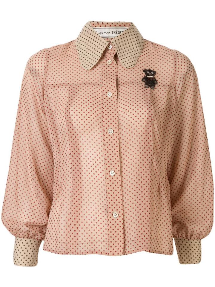 Tu Es Mon Trésor Sheer Polka Dot Shirt - Brown
