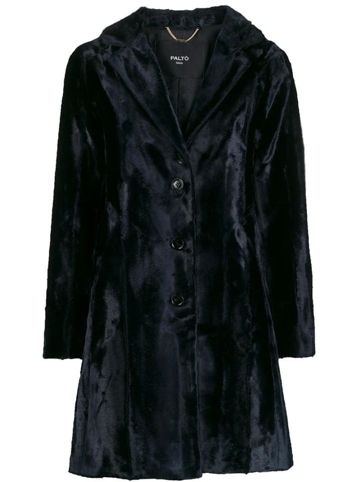 Paltò Single-breasted Velvet Coat - Blue