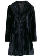 Paltò Single-breasted Velvet Coat - Blue