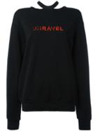 Unravel Project Frayed Cut-out Choker Sweatshirt, Women's, Size: Xs, Black, Cotton