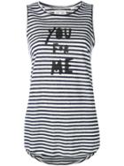 Chinti And Parker - Striped Slogan Tank Top - Women - Linen/flax - Xs, Blue, Linen/flax