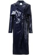 Christopher Esber - Caped Trench Coat - Women - Silk/cotton/polyurethane - 8, Blue, Silk/cotton/polyurethane