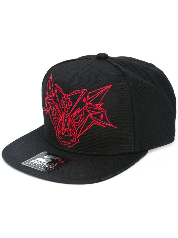 Marcelo Burlon County Of Milan Starter Bull Embroidered Cap, Men's, Black, Acrylic/wool