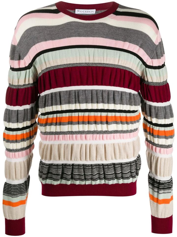 Jw Anderson Ruched Stripe Jumper - Neutrals